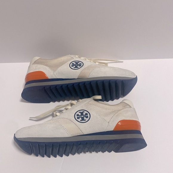 Tory Burch Color Block Orange & Cream Sneakers | Size: 7.5 - Picture 7 of 13